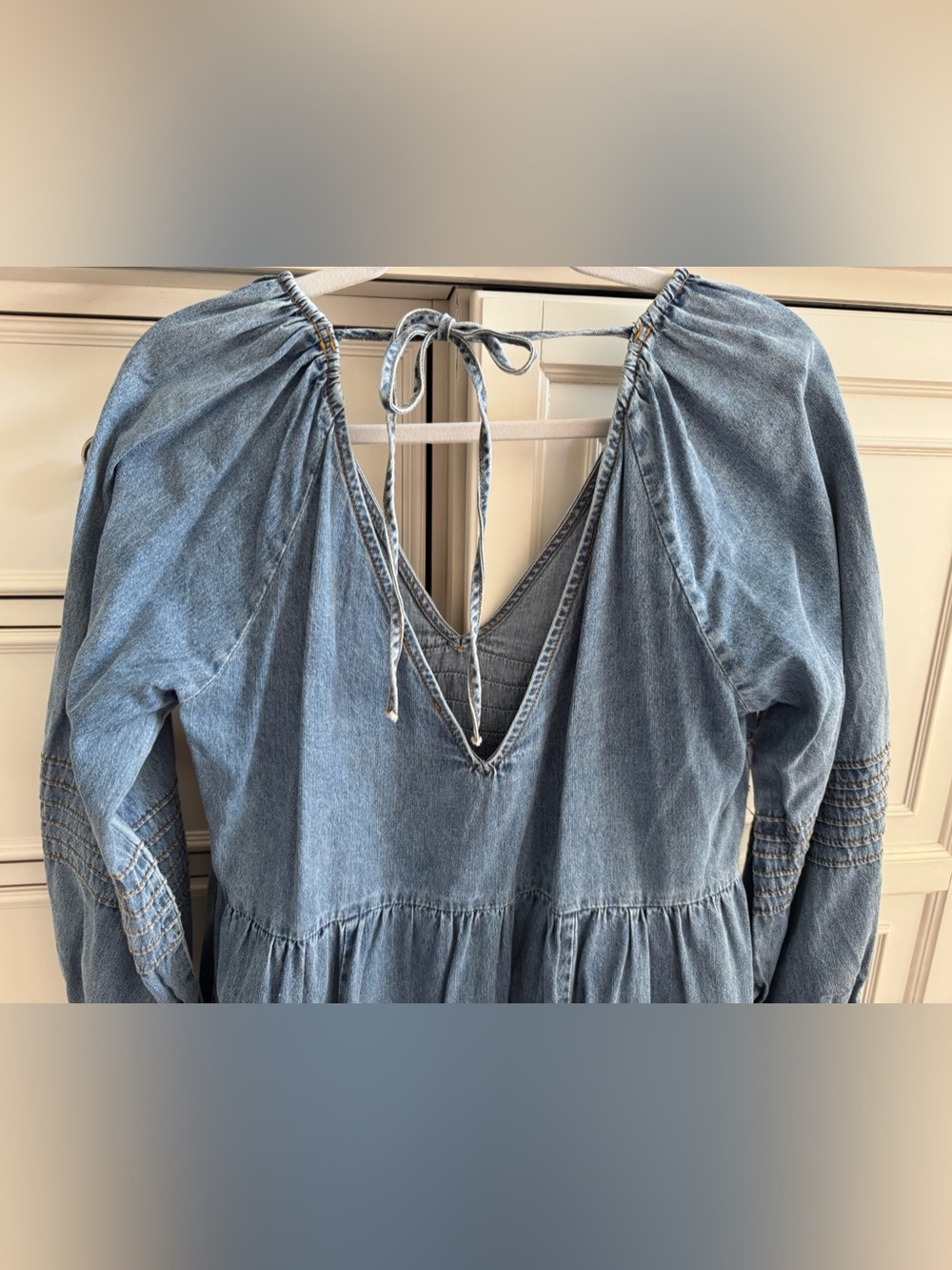 En saison Blue Denim Smocked Babydoll Dress - Picture 3 of 3